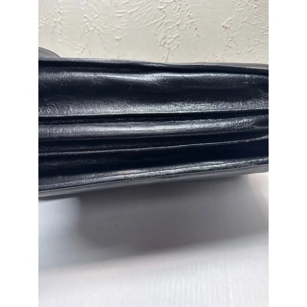 Vintage Bugatti‎ Expandable Black Briefcase Laptop Bag Leather